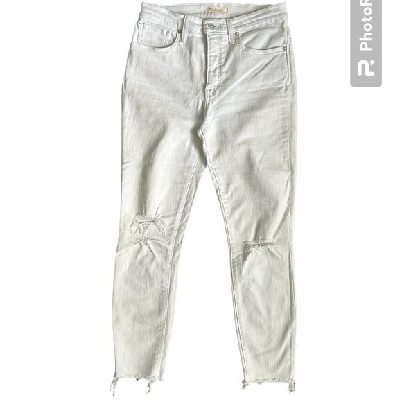 MADEWELL 9' High Rise White Jeans Distressed Knees US 28 - Picture 3 of 8